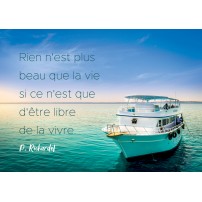 Carte Citation Bateau sur la mer turquoise