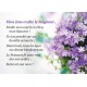 Carte Avec Verset Fleurs violettes sur fond blanc