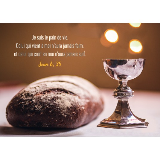 Carte Avec Verset Pain et coupe de communion