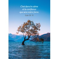 Carte Avec Verset Arbre au milieu d'un lac