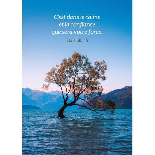 Carte Avec Verset Arbre au milieu d'un lac