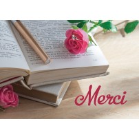 Mini Carte Livre ouvert, rose, stylo et bague