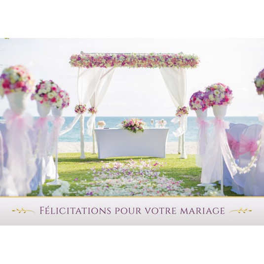 Carte Avec Message Scène de mariage sur une plage