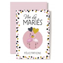 Carte Double Mariage Couple de flamants rose