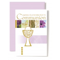 Carte Double Communion Frise, coupe dor&eacute;e