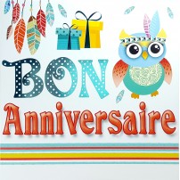 Carte Double Carre Anniversaire Chouette