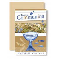 Carte Double Communion Coupe bleue, &eacute;pis de bl&eacute;