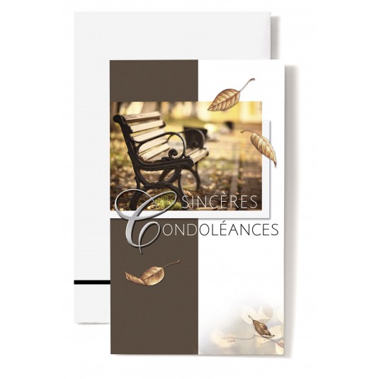 Carte Double Condol&eacute;ances Banc en automne