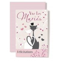 Carte Double Mariage Couple de chats