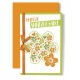 Carte Double Anniversaire Dessin fleur orange et vert