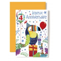 Carte Double Anniversaire Toucan sur cadeau