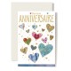 Carte Double Anniversaire Coeurs multicolore
