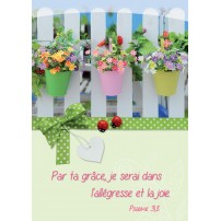 CARTE VB : Pots de fleurs sur une barrière