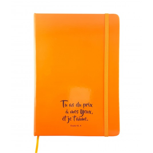 CARNET de notes orange fluo avec &eacute;lastique
