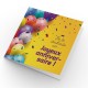 Carte Double Carre Ballons multicolore sur fond jaune (JA)