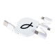 Cable chargeur smartphone/tablette rétractable Ichtus blanc