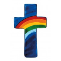 Mini-croix arc-en-ciel en stéatite bleue