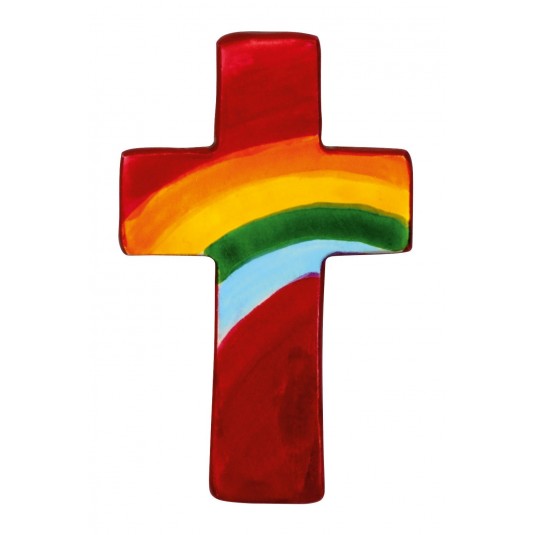 Mini-croix arc-en-ciel en stéatite rouge