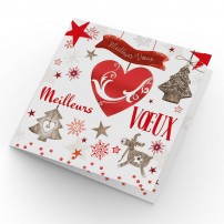 Carte double Meilleurs V&oelig;ux C&oelig;ur et d&eacute;corations de No&euml;l