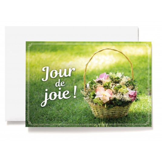 Carte Double Panier de fleurs posé sur l'herbe