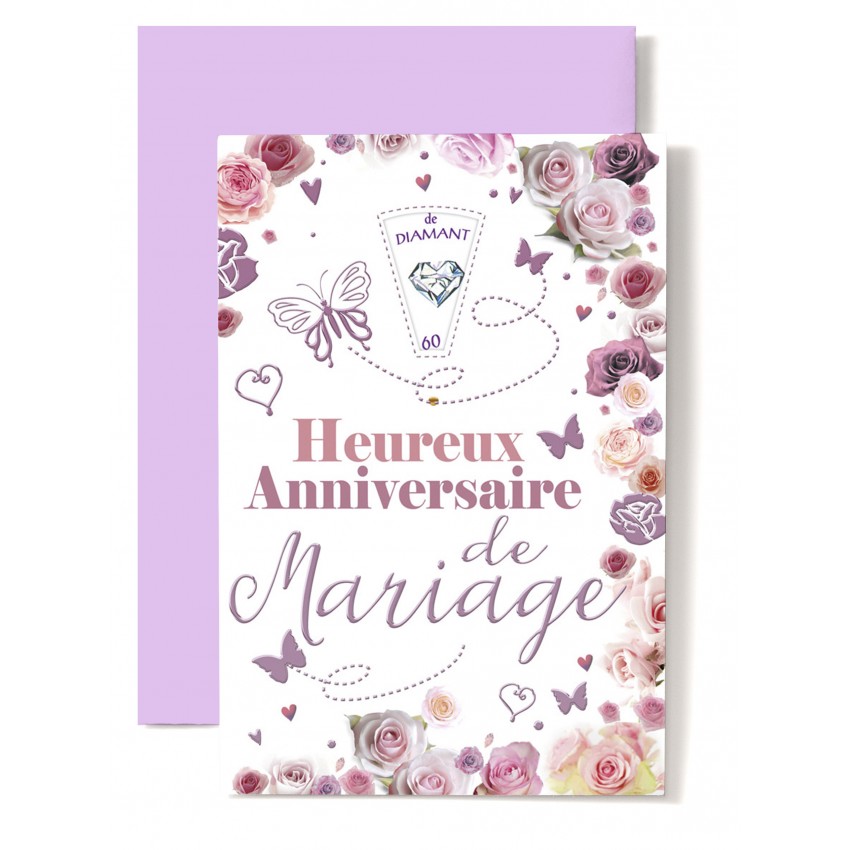 Carte Double Anniversaire De Mariage Roses Roses Et Papillons