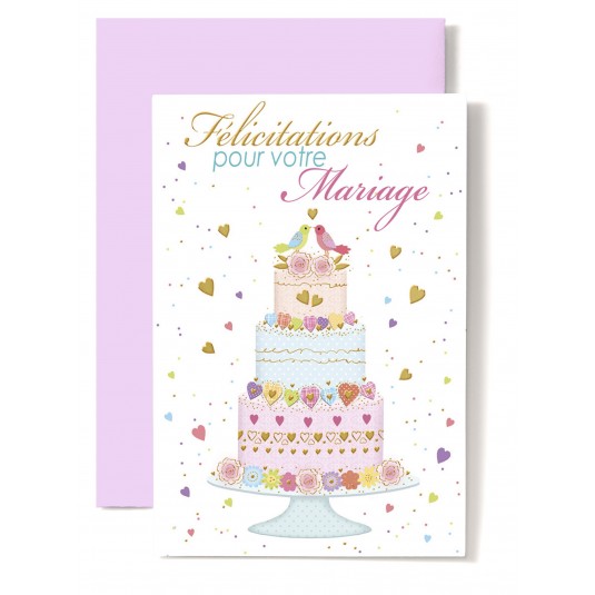Carte Double Mariage Gâteau de mariage dessiné