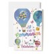 Carte Double Communion Mongolfières dessinées, poisson, papillons