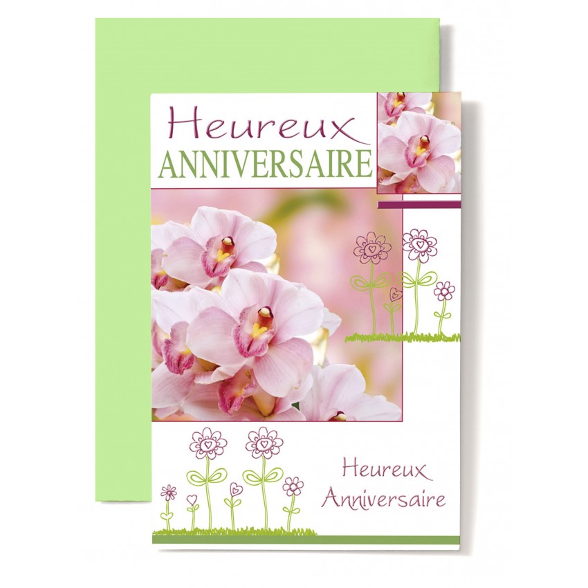 Carte Double Anniversaire Orchidees Rose Fleurs Dessinees Carte Double Anniversaire Orchidees Rose Fleurs Dessinees