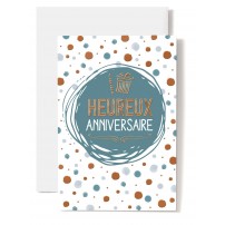 Carte Double Anniversaire Rond vert dessin&eacute; sur fond de petit ronds