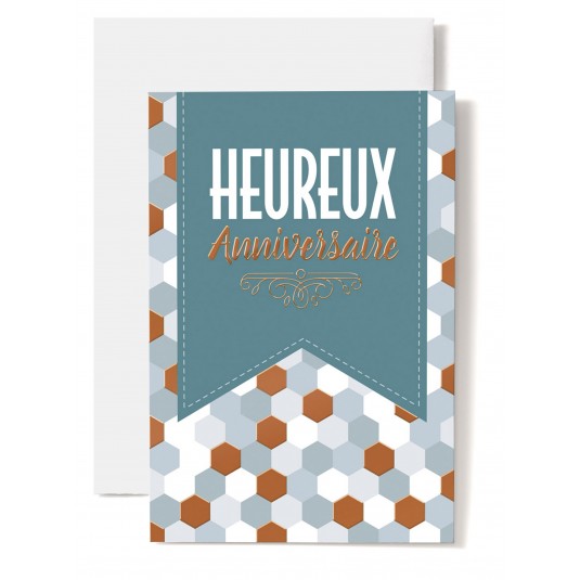 Carte Double Anniversaire Ruban vert sur hegaxones