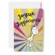 Carte Double Anniversaire Giraffe dessinée, explosion multicolore