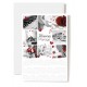 Carte Double Mariage Composition photos : piano, rose rouge, alliances...