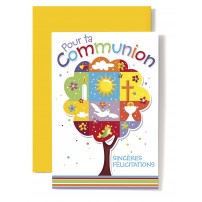 Carte Double Communion Arbre compos&eacute; d'images et de symboles