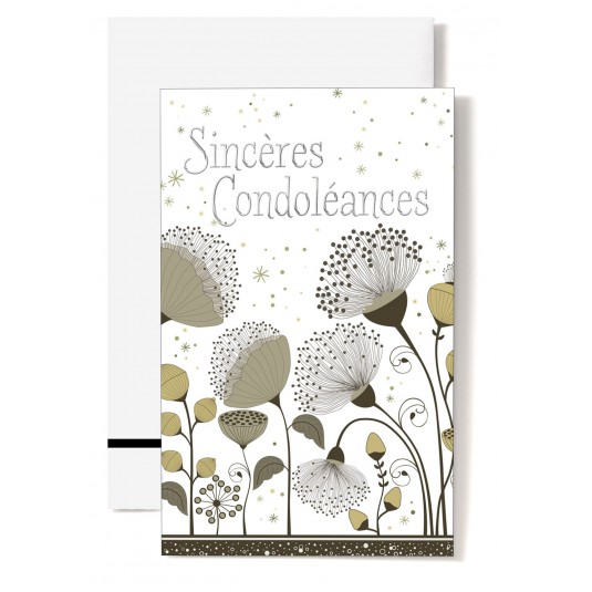 Mignonette Condol&eacute;ances Fleurs dessin&eacute;es, pluie d'&eacute;toiles