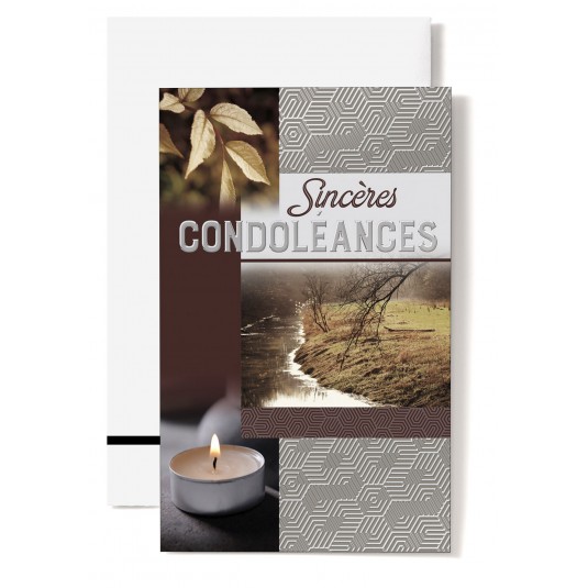 Mignonette Condol&eacute;ances Rivi&egrave;re, feuilles et bougie