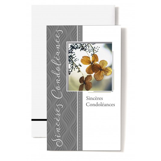 Carte Double Condol&eacute;ances Feuilles d'automne jaunes sur des branches