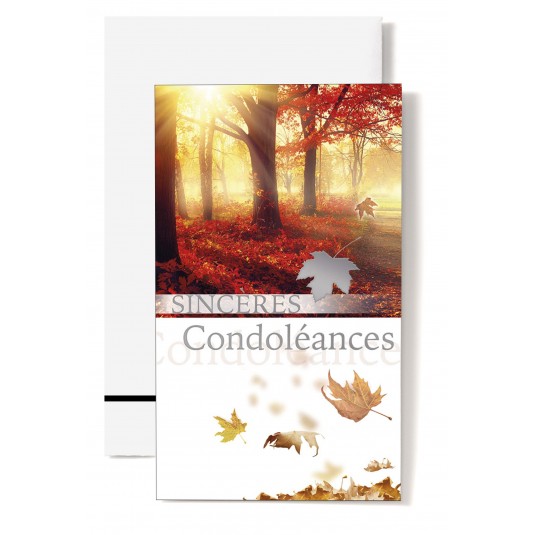 Carte Double Condoléances Chemin sous les arbres en automne