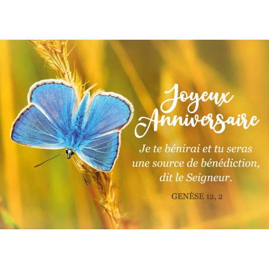 Mini Carte Papillon bleu sur fond jaune