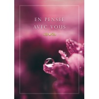 Carte Avec Message Gouttes d'eau sur des fleurs violettes