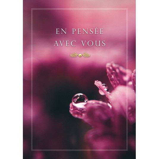 Carte Avec Message Gouttes d'eau sur des fleurs violettes