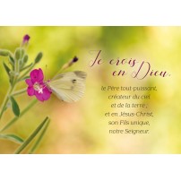 Carte Avec Verset Papillon jaune sur une fleur violette