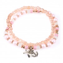 Bracelet perles "Foi, Amour, Espoir" rose