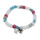 Bracelet perles "Foi, Amour, Espoir" blanc, bleu et fuschia