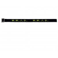 Bracelet tissé noir-jaune fluo "W.W.J.D."