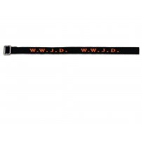 Bracelet tissé noir-orange fluo "W.W.J.D."