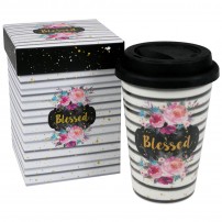 Tasse gobelet avec couvercle "Blessed"