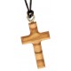 Collier croix bois d'olivier 3.5cm