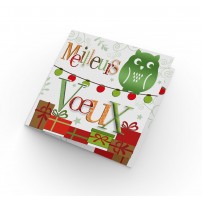 Carte double CARRE Meilleurs V&oelig;ux Chouette sur guirlande