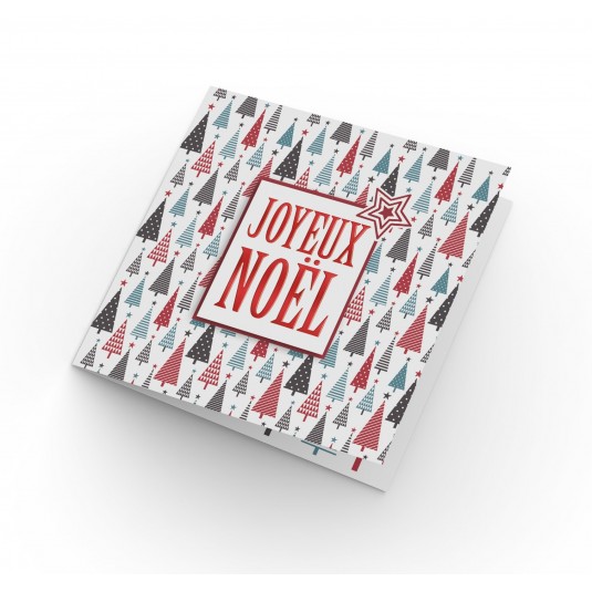 CARTE DOUBLE CARRE Joyeux No&euml;l "Sapins"