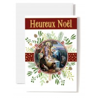 Carte double Heureux No&euml;l Cr&egrave;che dans cercle